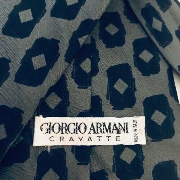 #1593 Giorgio Armani Cravatte silk khaki necktie - Picture 3 of 5